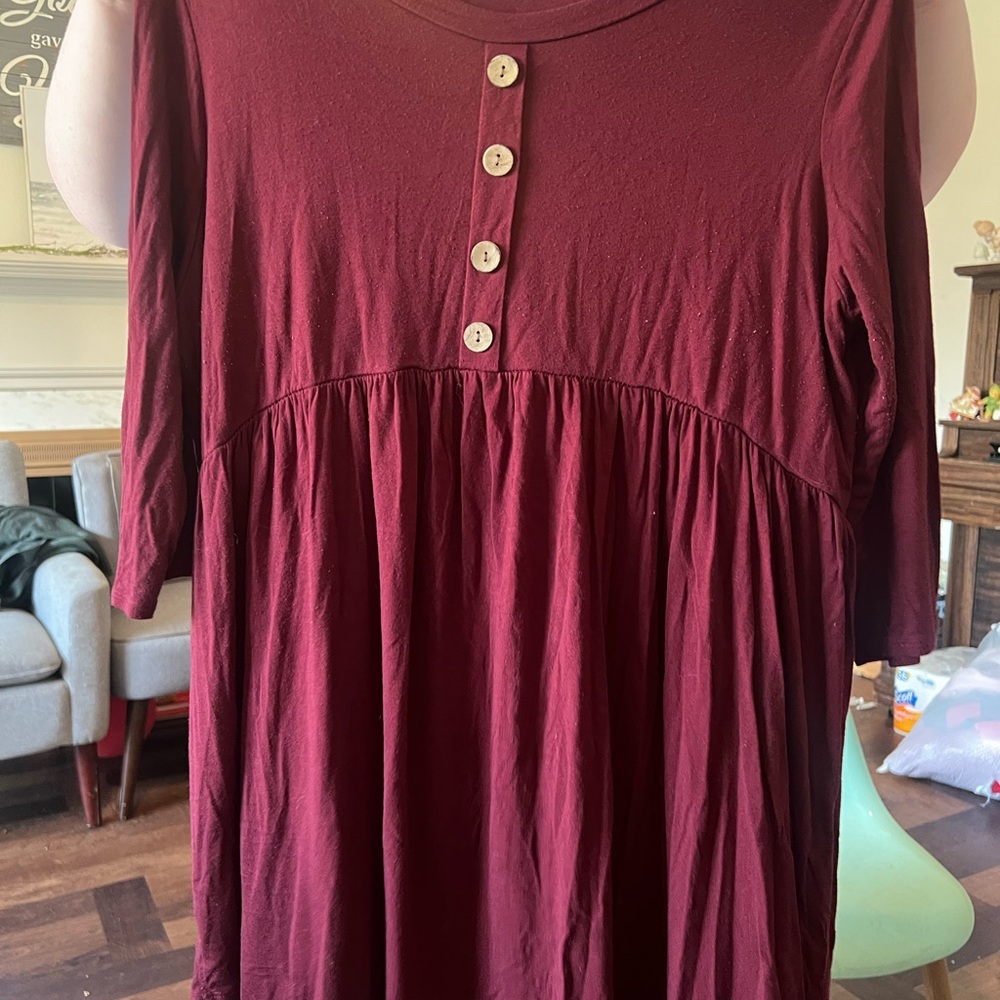 Beeson River Burgundy Button-Front Top
